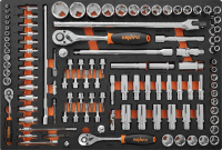 Ombra OMT111STE Набор головок торцевых 1/4"DR 4-14 мм, 3/8"DR 8-22 мм, 1/2"DR 8-32 мм, с аксессуарами в EVA ложементе 560x375 мм, 111 предметов