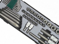T4413 1/4",3/8",1/2"Набор головок Е4-Е24, головок-бит торкс Т8-Т70 и Г-обр торкс Т10-Т70, 41пр.
