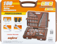 Ombra 911150 Специальный набор инструмента, торцевые головки 1/4", 3/8", 1/2"DR, 4-32 мм и SAE 5/32"--1-1/4", ударные торцевые головки 1/2"DR, 17-23 мм, 150 предметов