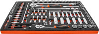 Ombra OMT111STE Набор головок торцевых 1/4"DR 4-14 мм, 3/8"DR 8-22 мм, 1/2"DR 8-32 мм, с аксессуарами в EVA ложементе 560x375 мм, 111 предметов