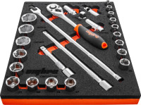 Ombra OMT26STE Набор головок торцевых 1/2" DR 8-32 мм с аксессуарами в EVA ложементе 280х375 мм, 26 предметов
