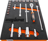 Ombra OMT23STE Набор головок торцевых 3/8" DR 8-22 мм с аксессуарами в EVA ложементе 280х375 мм, 23 предмета
